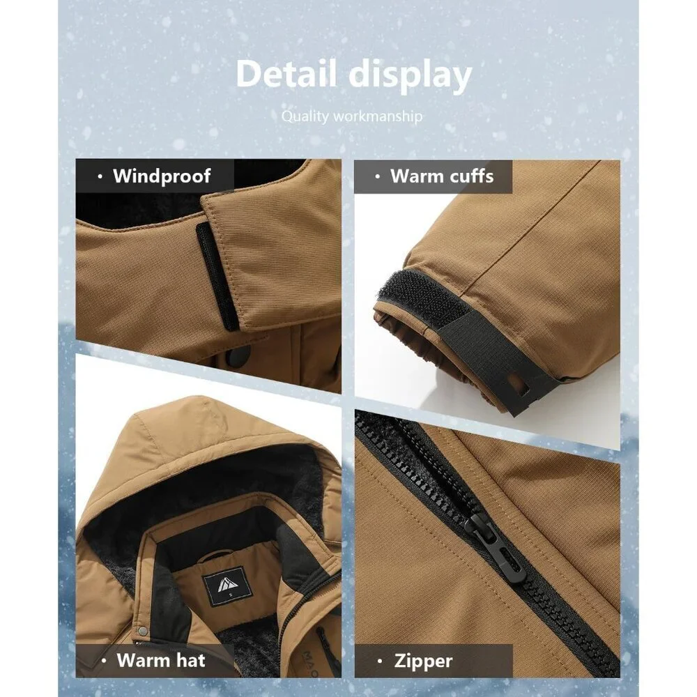 Men's Mountain Ski Jacket Winter Snow Coats Waterproof Warm Fleece Lining Jacket